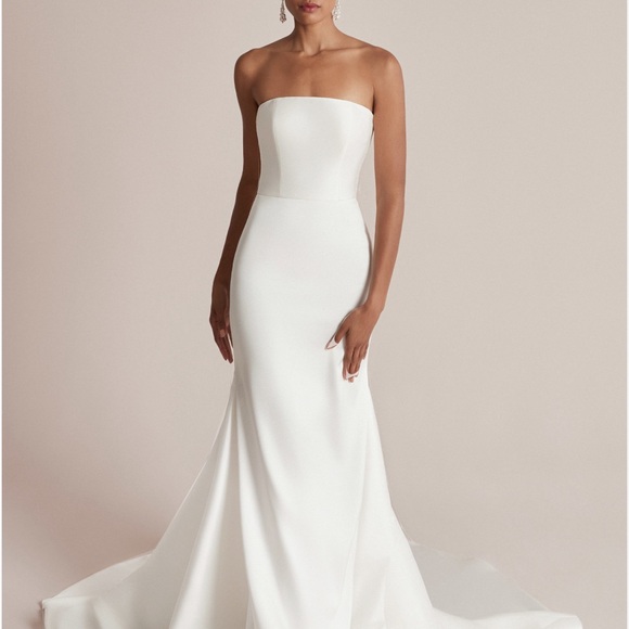 Justin Alexander Celeste Gown with French Bustle - Picture 3 of 5